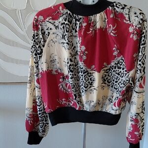 Stylish Women's Red and Black Patterned Jacket